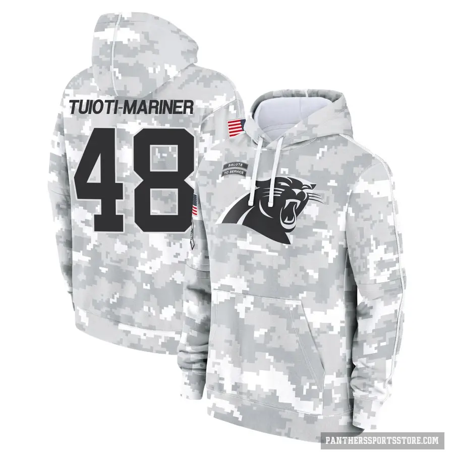 Youth ＃48 Jacob Tuioti-Mariner Carolina Panthers Arctic Camo 2024 Salute to Service Club Fleece Pullover Hoodie