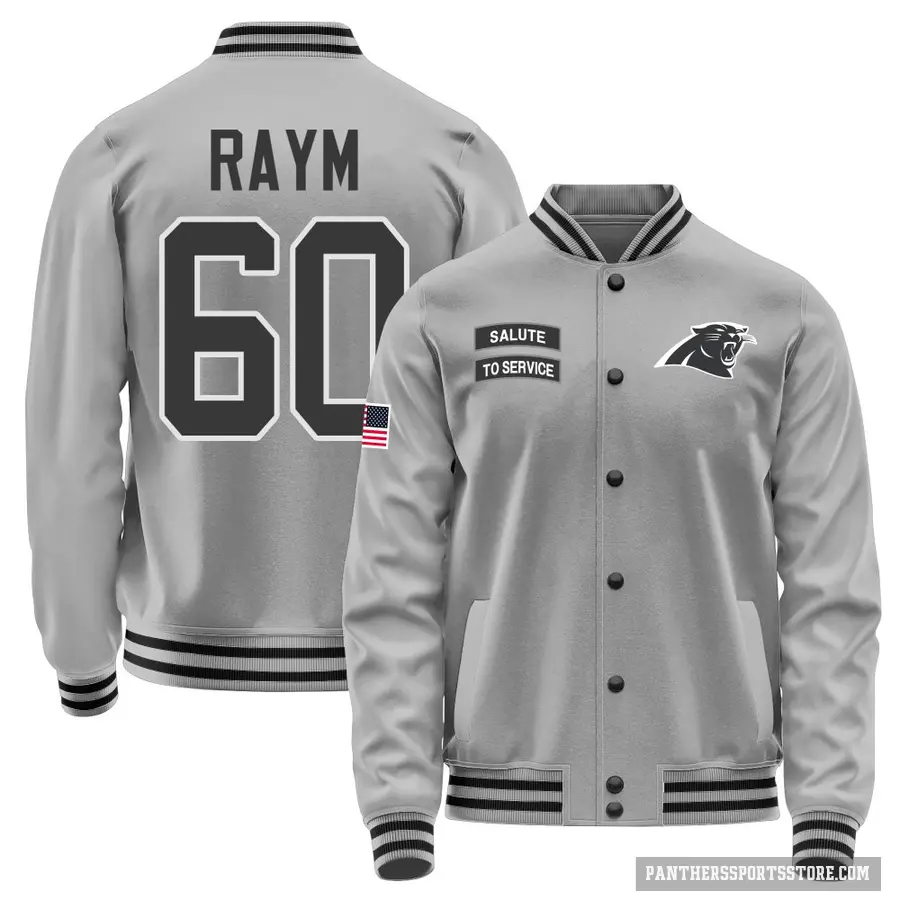 Youth ＃60 Andrew Raym Carolina Panthers Gray Salute to Service Performance Jacket