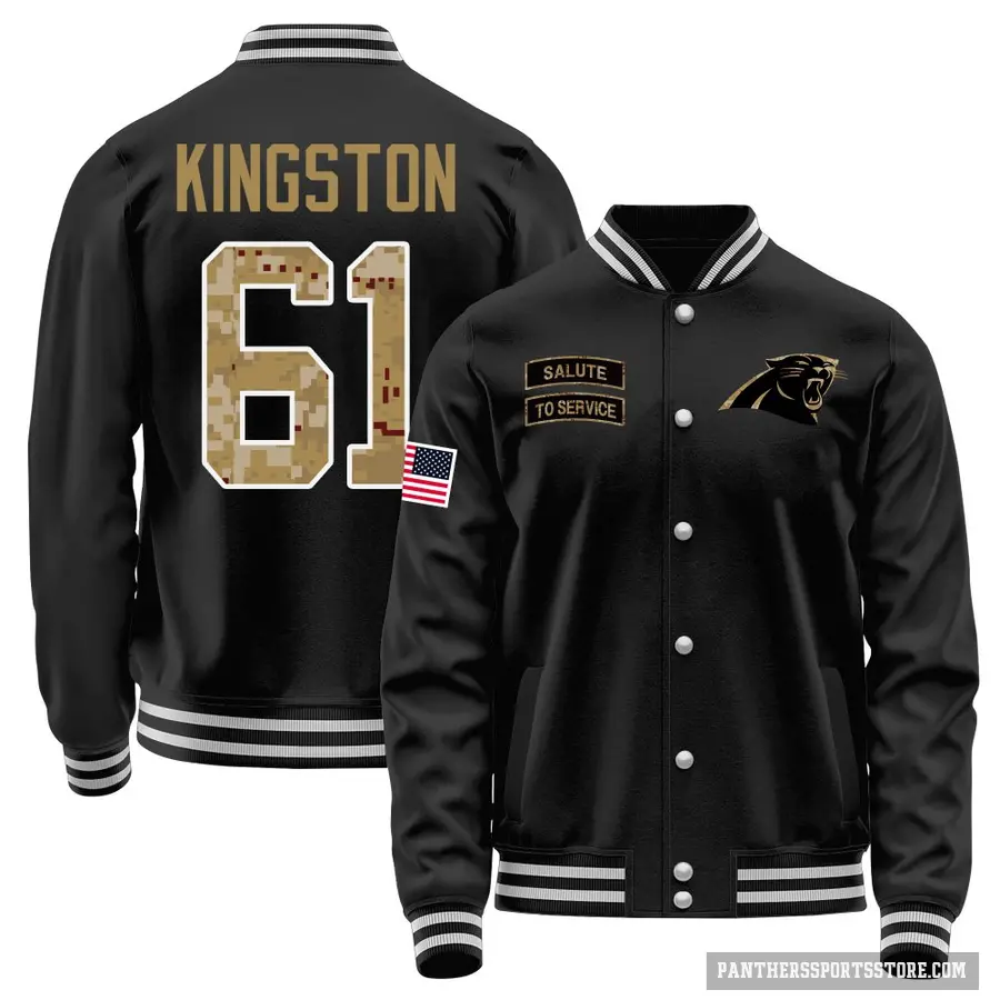 Youth ＃61 Jarrett Kingston Carolina Panthers Black Salute to Service Sideline Performance Jacket