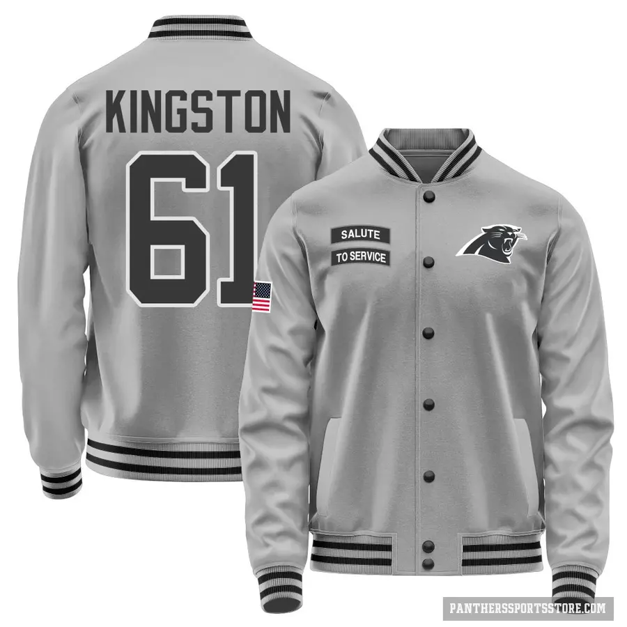 Youth ＃61 Jarrett Kingston Carolina Panthers Gray Salute to Service Performance Jacket