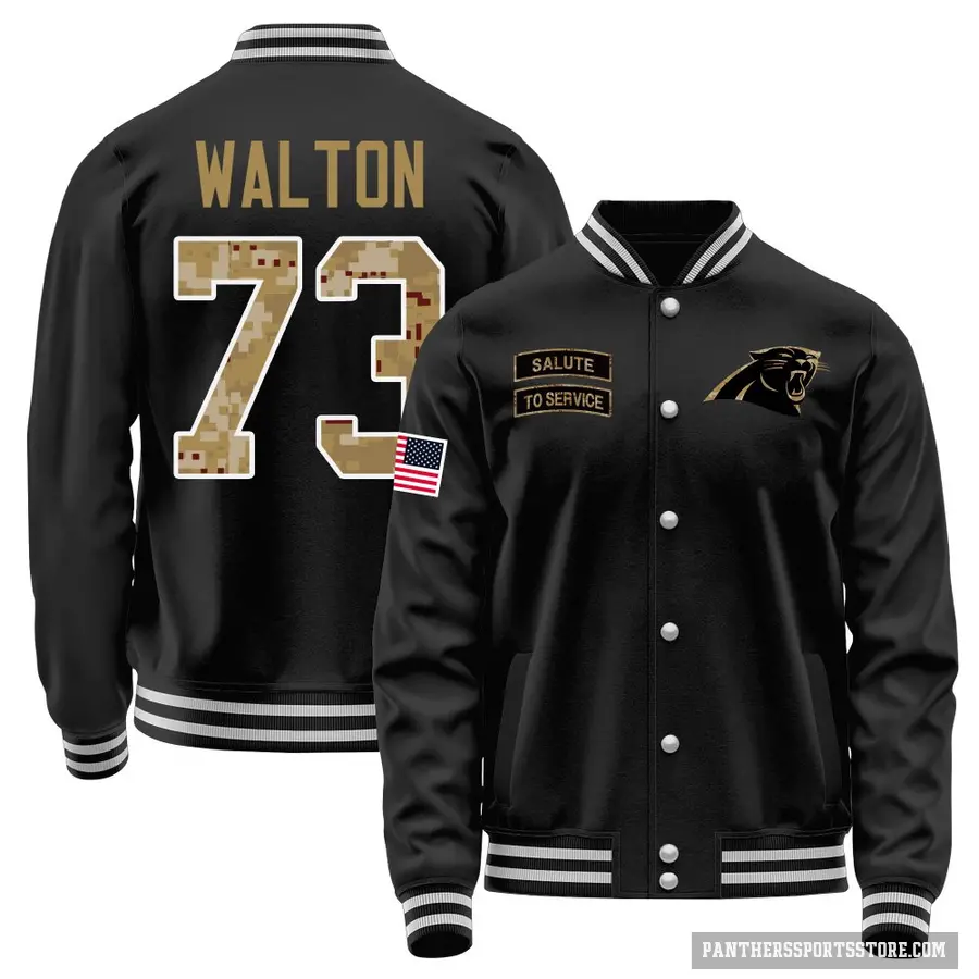 Youth ＃73 Brandon Walton Carolina Panthers Black Salute to Service Sideline Performance Jacket