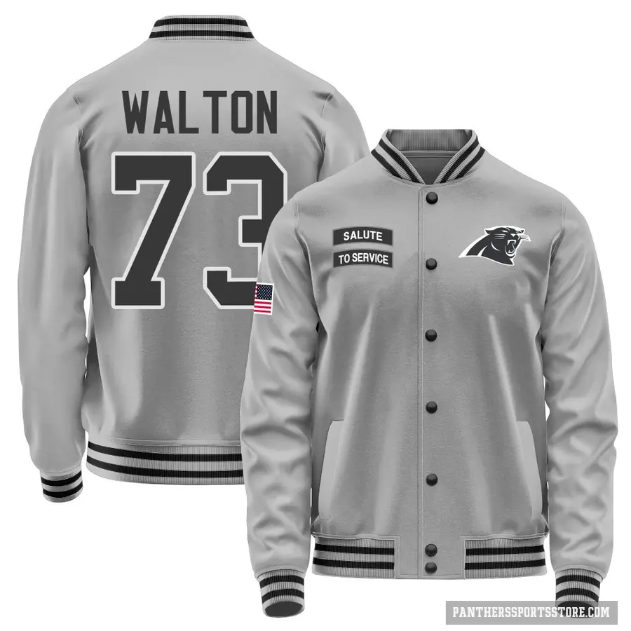 Youth ＃73 Brandon Walton Carolina Panthers Gray Salute to Service Performance Jacket