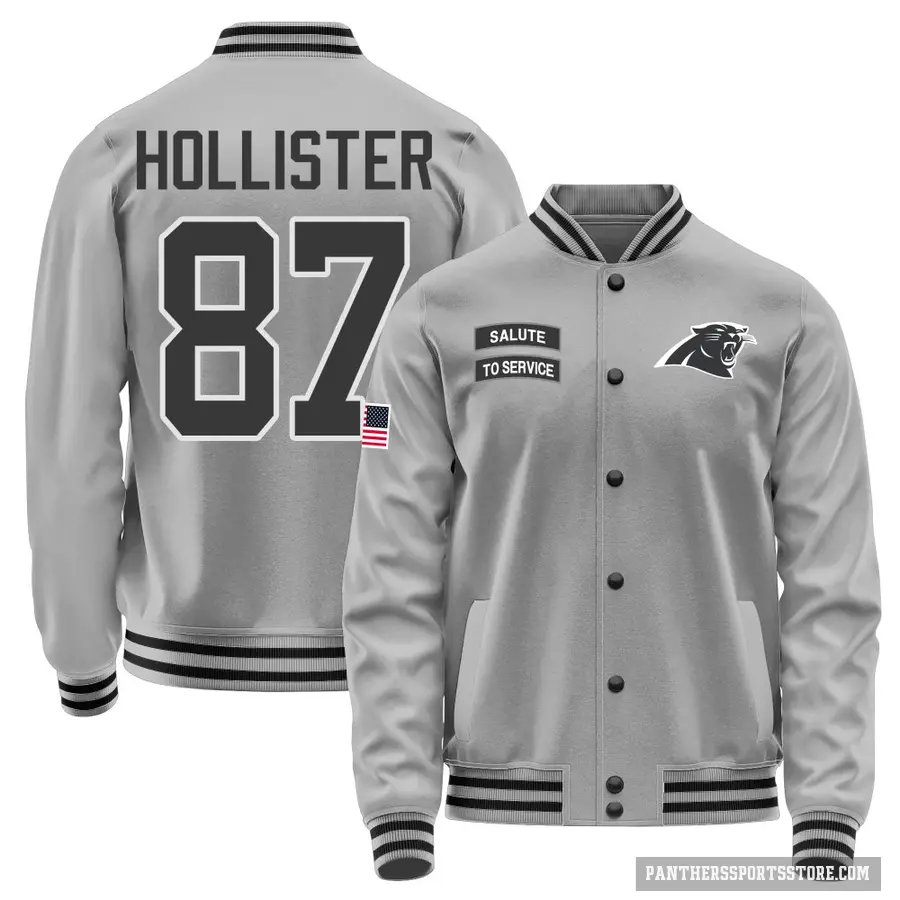 Youth ＃87 Jacob Hollister Carolina Panthers Gray Salute to Service Performance Jacket